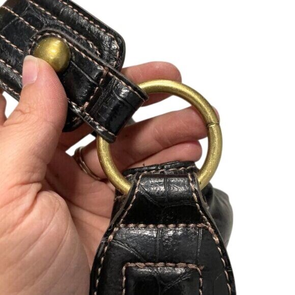 Elle Black Faux Alligator Croc Skin Purse - Large Hobo Bag - HandBag - women's B - Picture 12 of 16